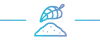 Stylized blue icon of a leaf above a mound of soil, with horizontal lines extending from both sides of the image.