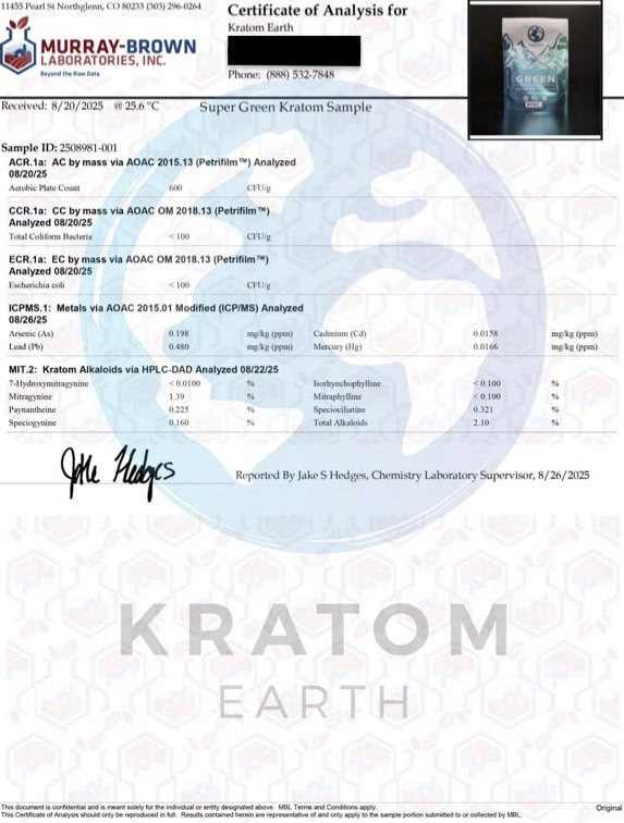 Lab Tested Super Green Maeng Da